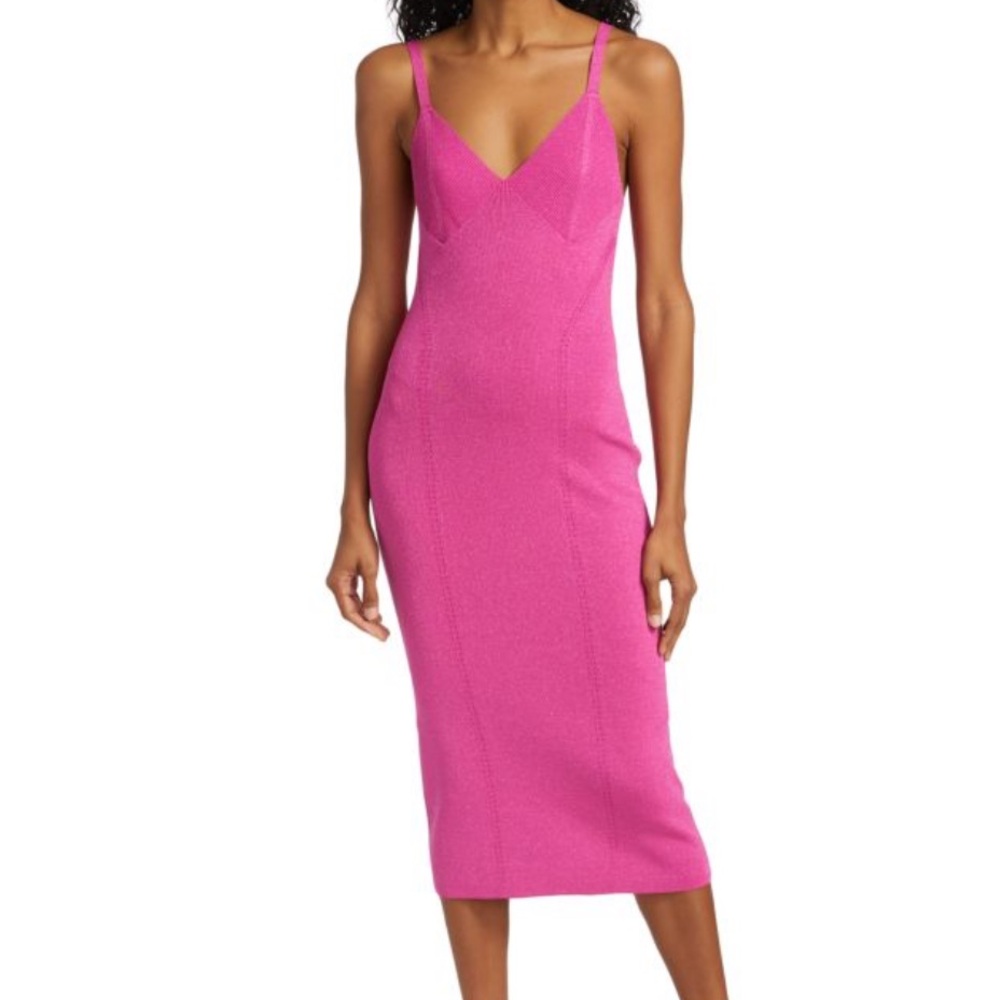 STAUD Quartz Metallic Midi Dress